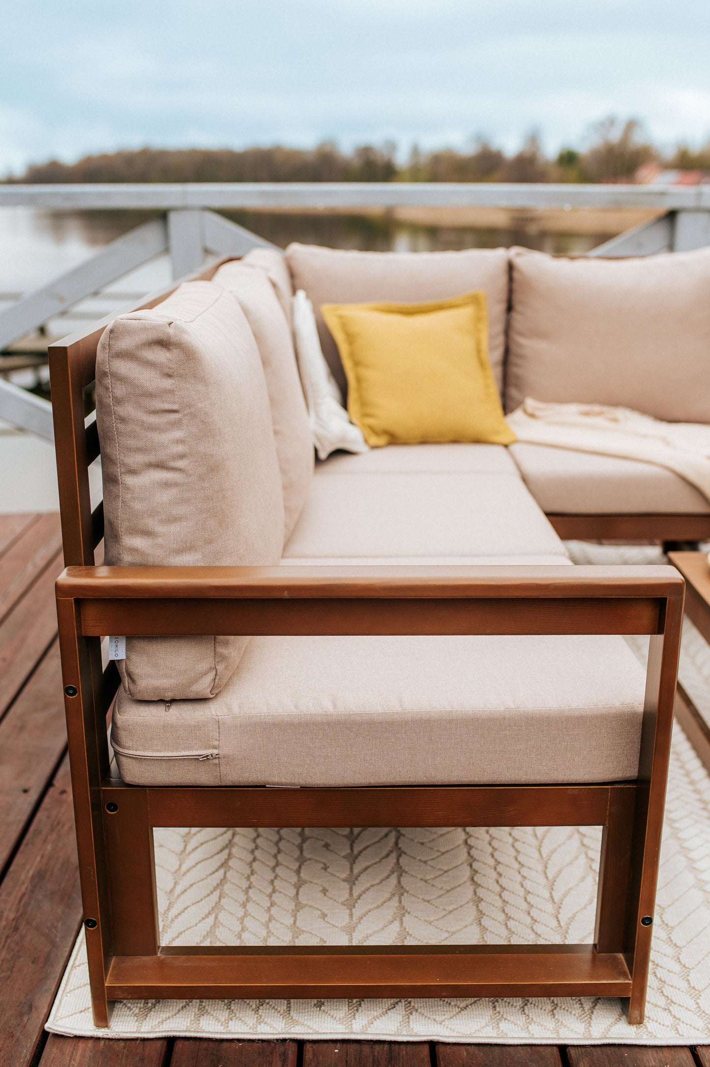 Drewniany Zestaw Mebli Ogrodowych Chillout Sofa 3-osobowa + Sofa 2-osobowa + Stolik