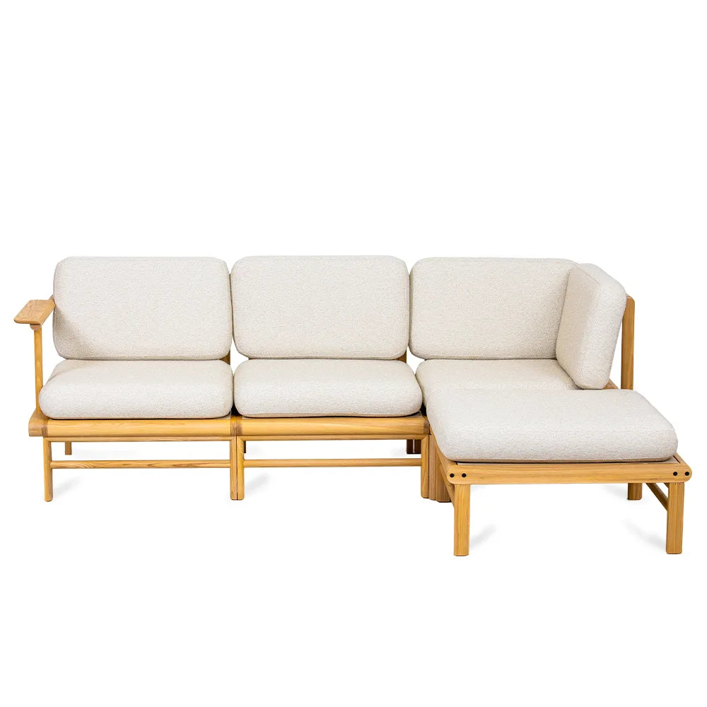 sofa drewniana fresco z pufem