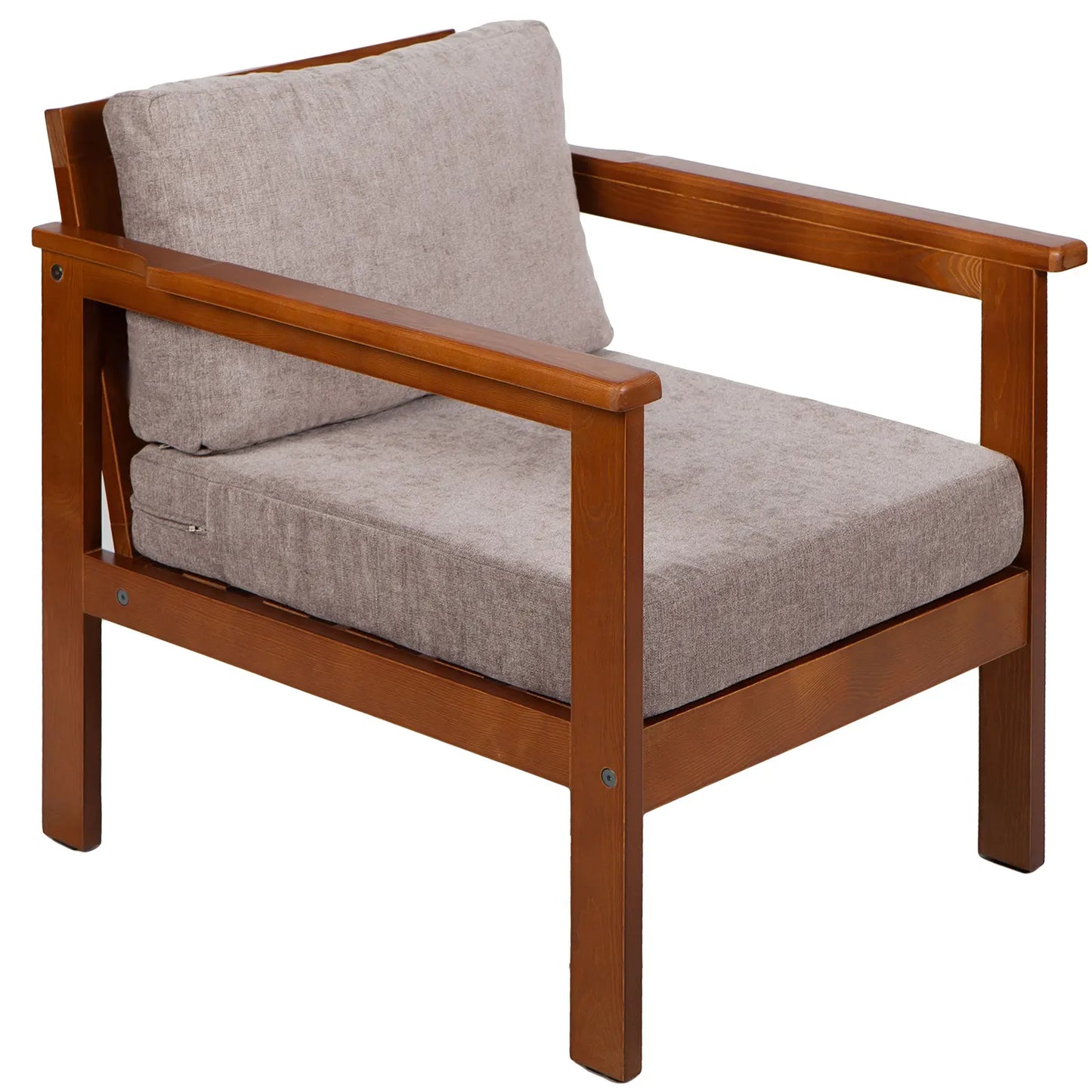 drewniany fotel ogrodowy cozy forest brown z poduszkami naturalbeige
