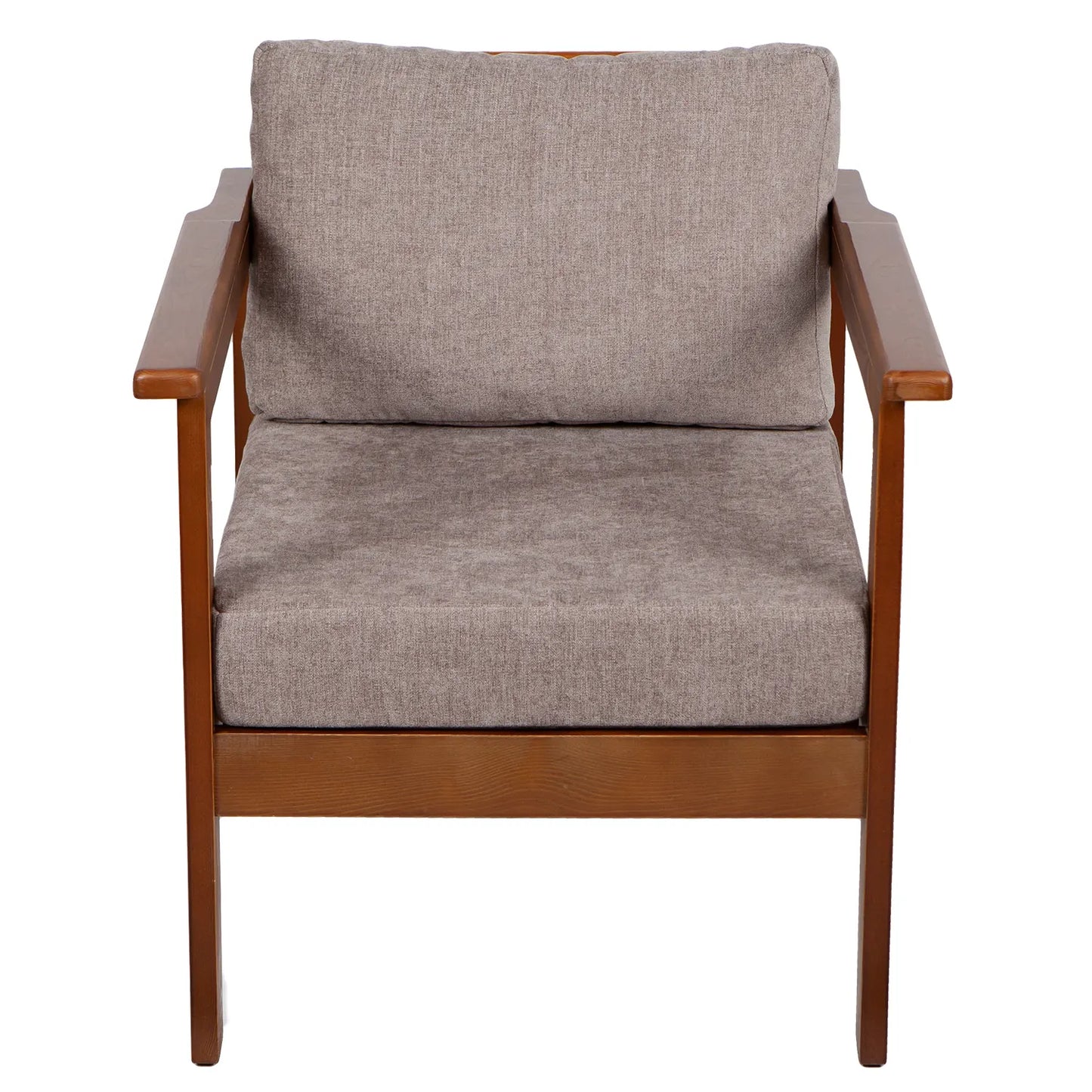 drewniany fotel ogrodowy cozy forest brown z poduszkami naturalbeige
