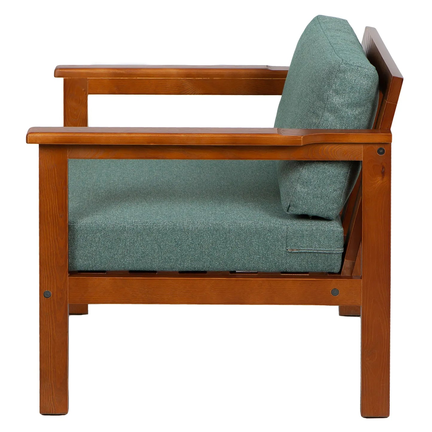 drewniany fotel ogrodowy cozy forest brown z poduszkami sagegreen