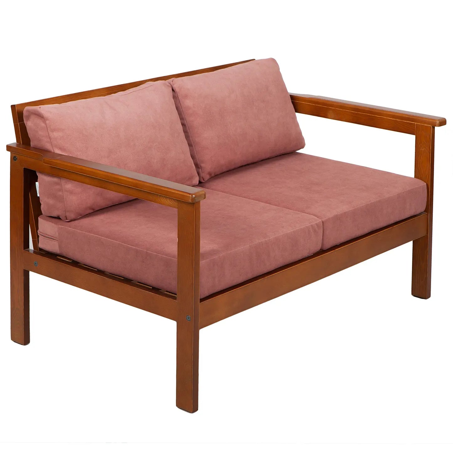 drewniana sofa ogrodowa 2 osobowa cozy forest brown z poduszkami vintagerose
