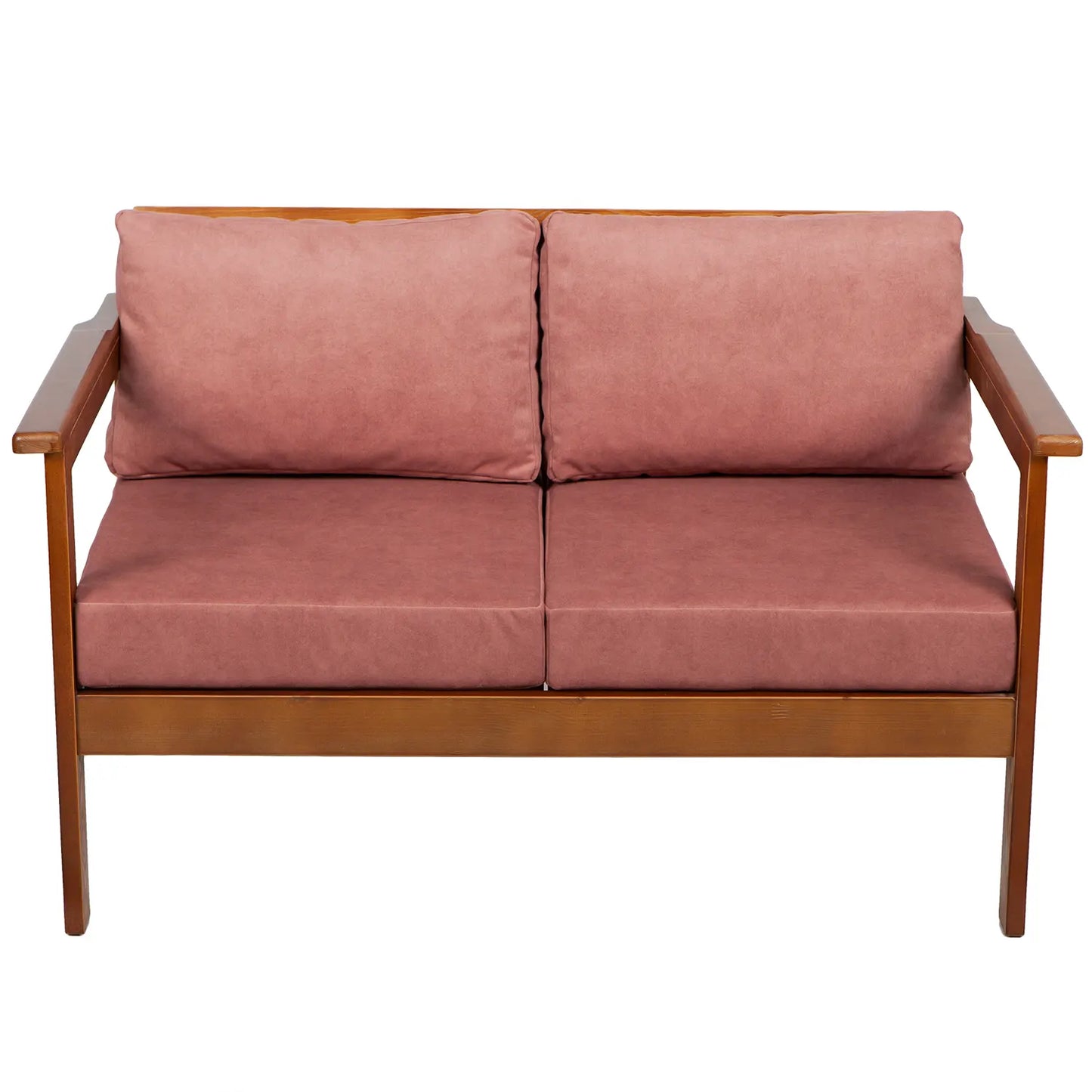drewniana sofa ogrodowa 2 osobowa cozy forest brown z poduszkami vintagerose