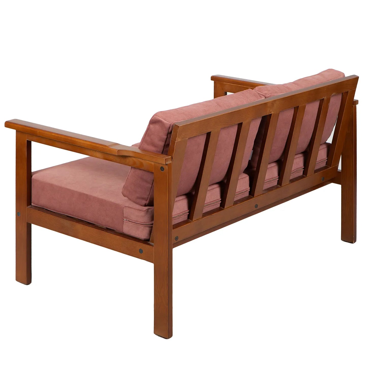 drewniana sofa ogrodowa 2 osobowa cozy forest brown z poduszkami vintagerose